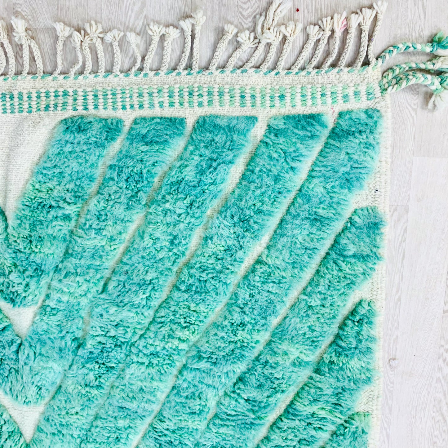 Green Handtufted Moroccan Shag Rug