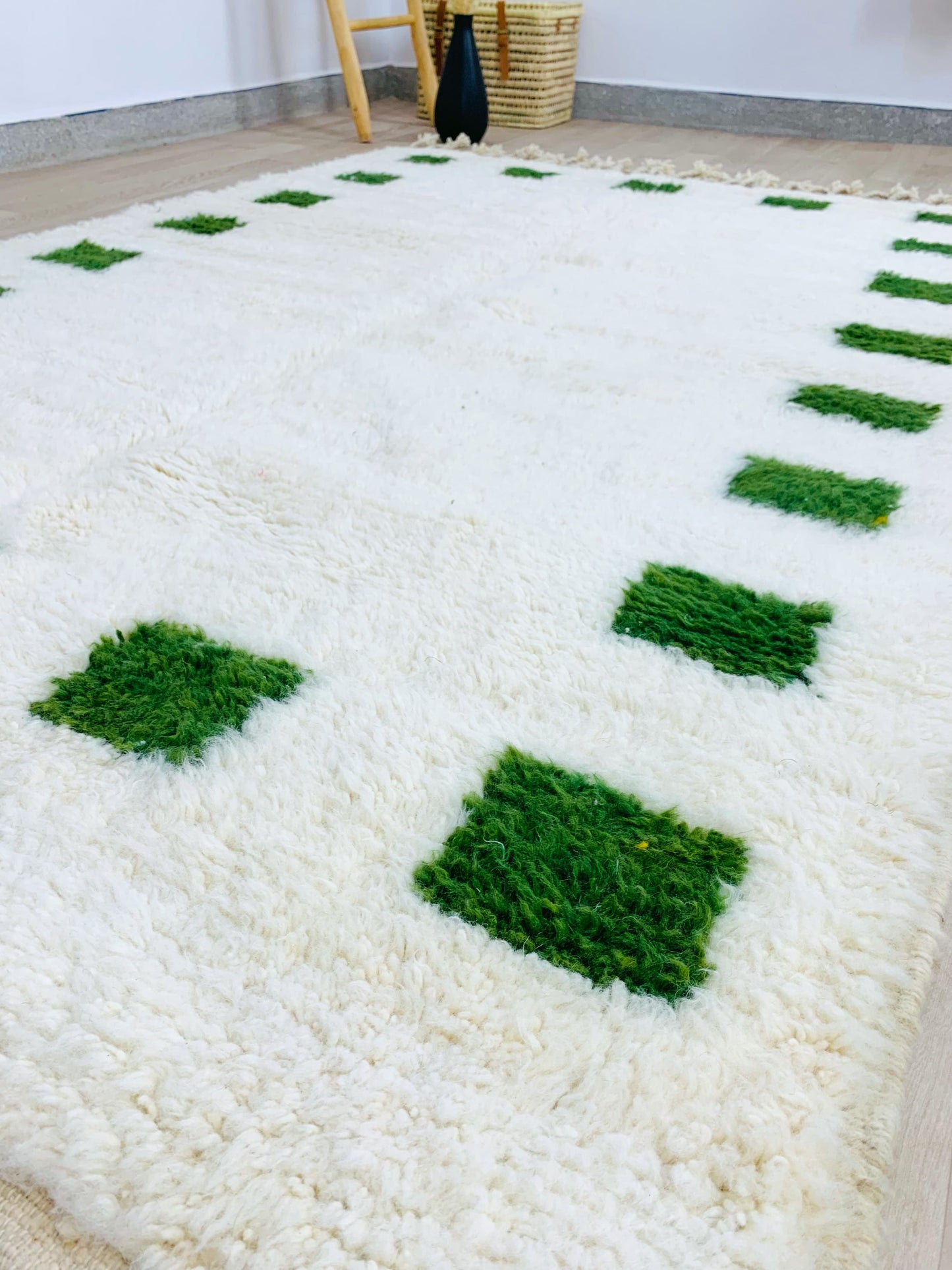 White and Green Checkered Border