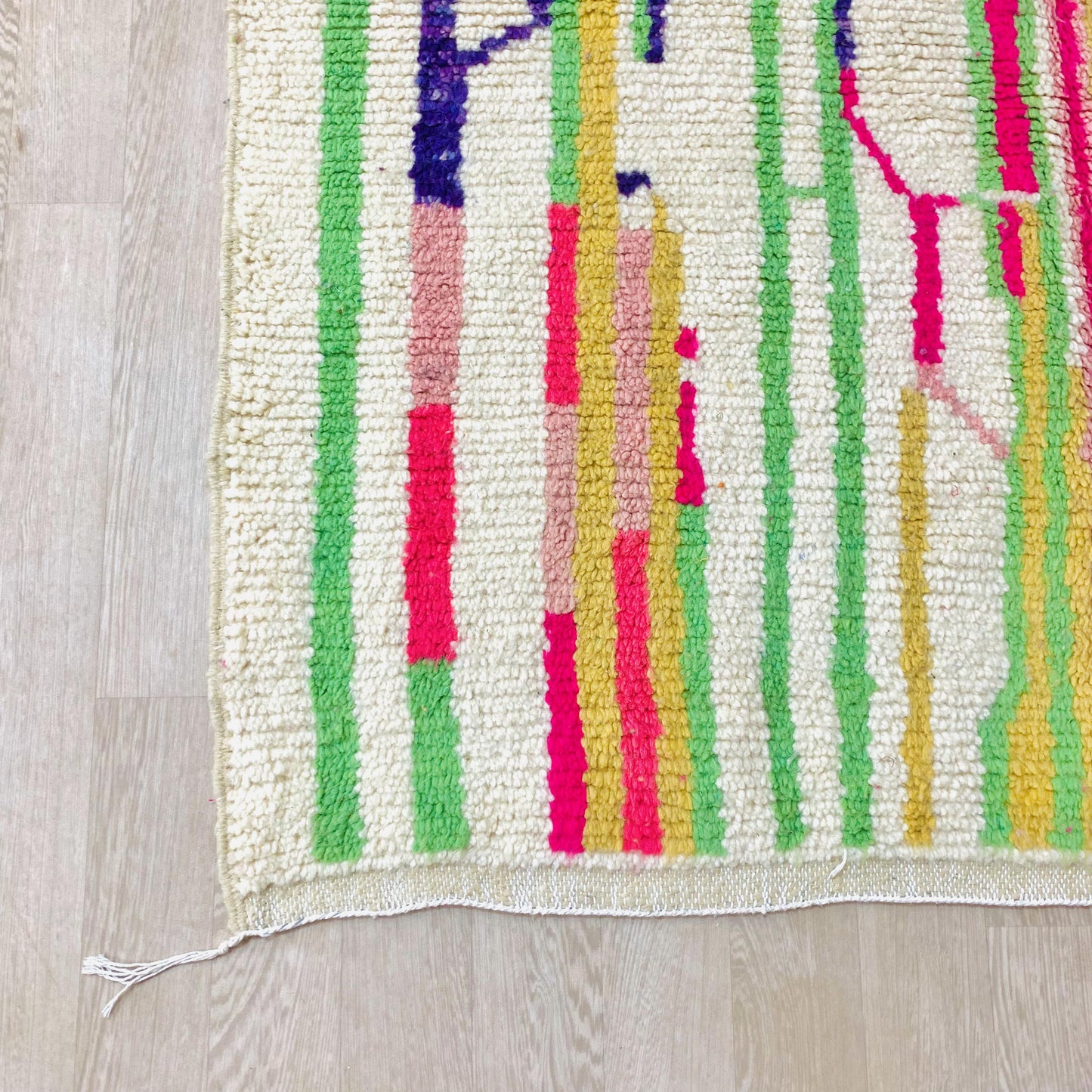 Azilal Moroccan Rug, Berber shag rug, White wool rug