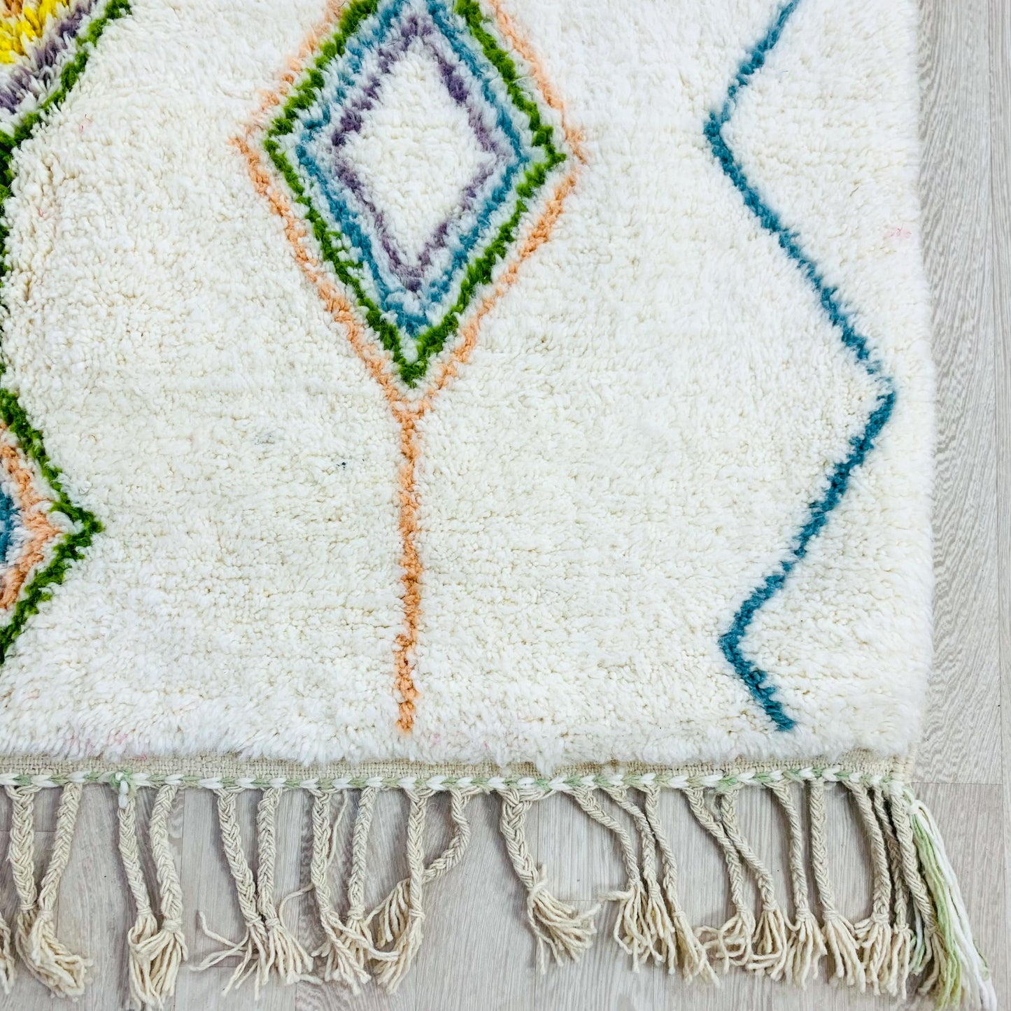Moroccan Wool Shag Rug, Geometric Diamond Berber Design