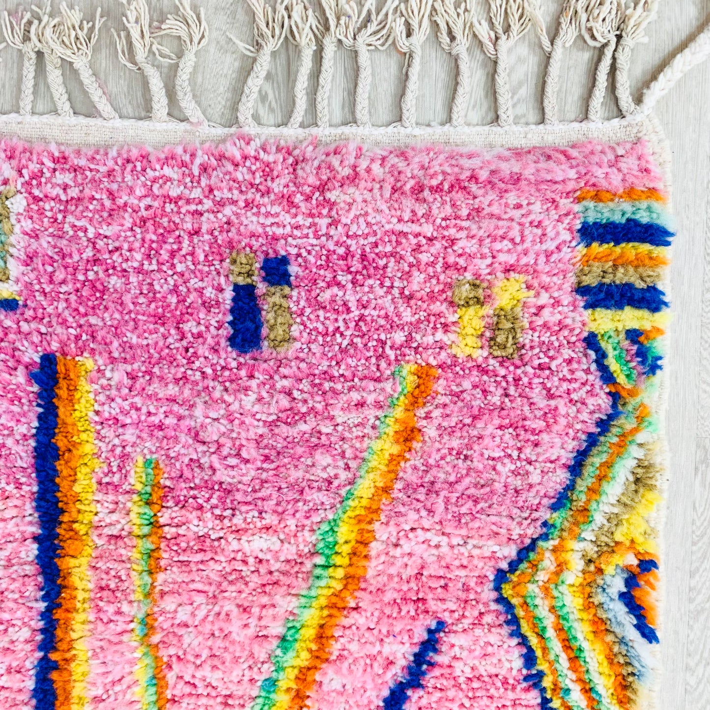 Pink and Orange Moroccan Shag Rug, Colorful Tribal Patterns