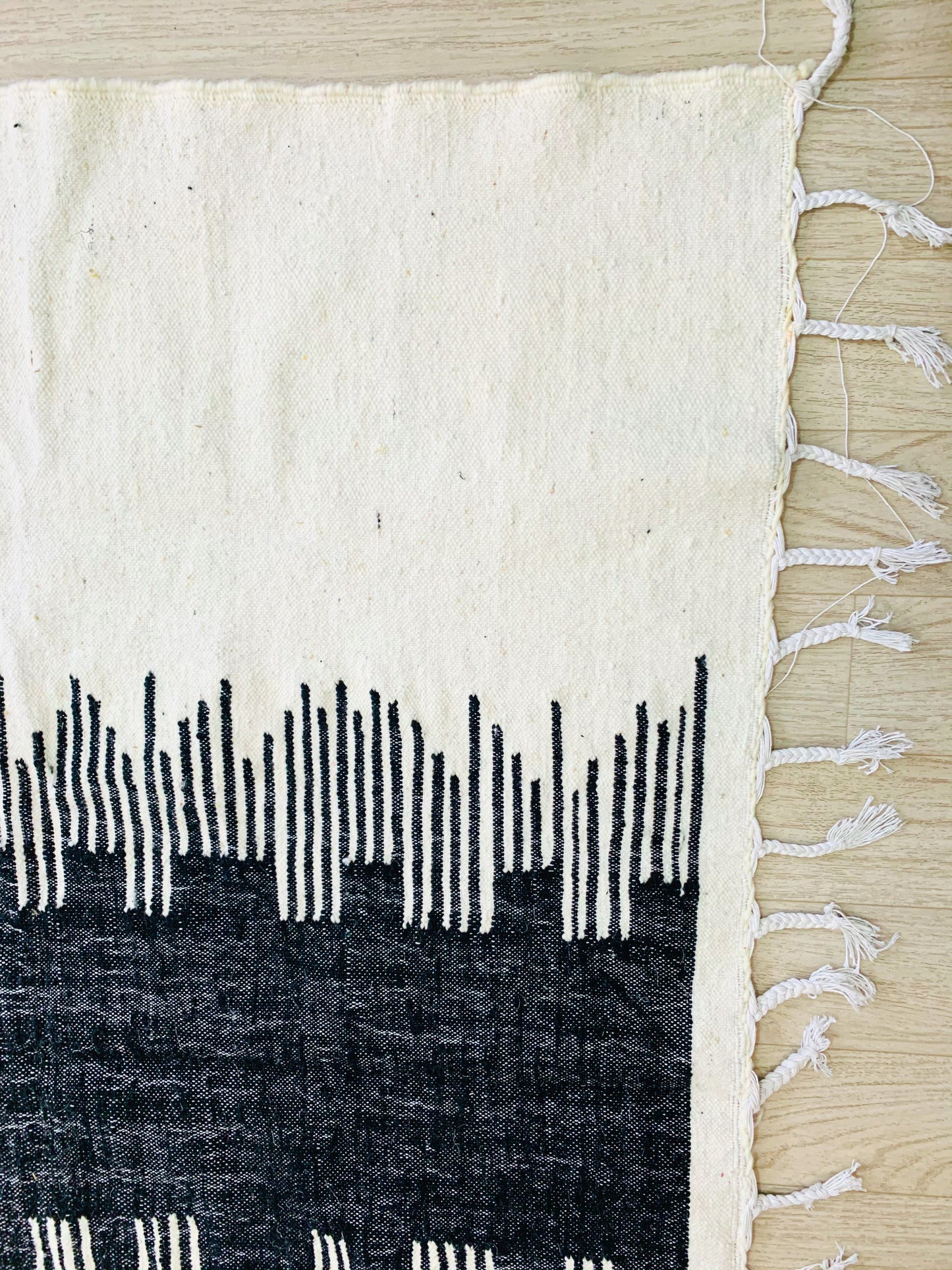 Black and White Kilim Flateweave Rug