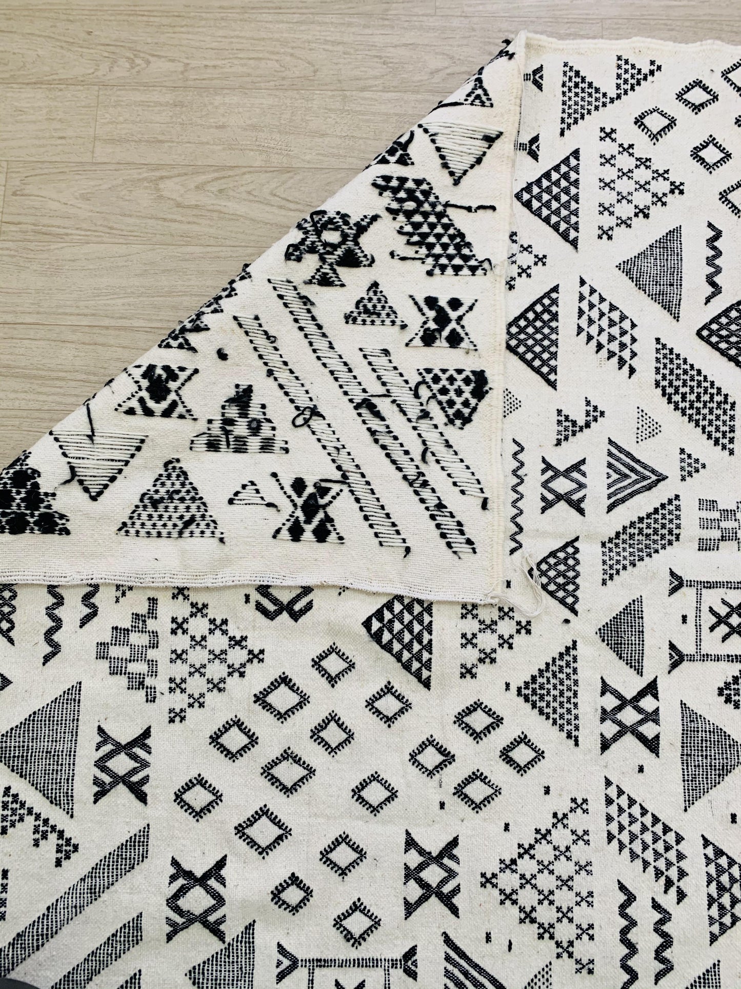 Black and White Kilim Flateweave Rug
