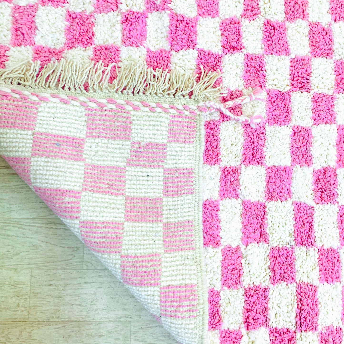 pink-white-checkered-area-rug