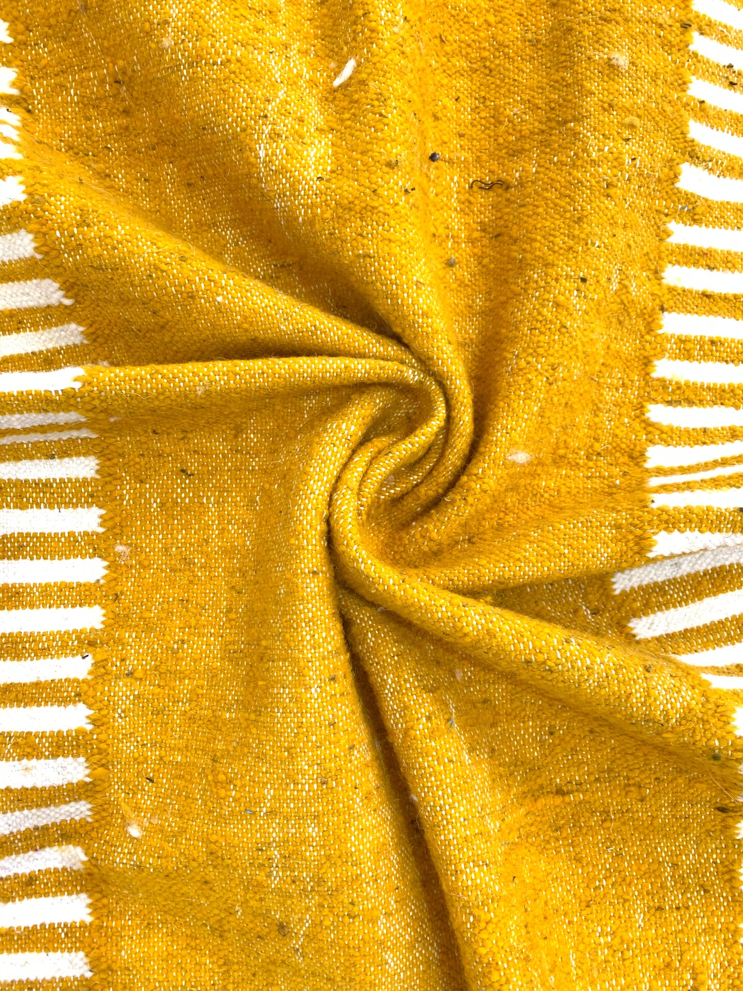White and Yellow Kilim Flateweave Rug