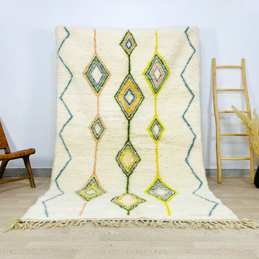 Moroccan Wool Shag Rug, Geometric Diamond Berber Design