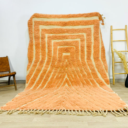 Moroccan Shag Rug, Hand-Tufted Peach Design