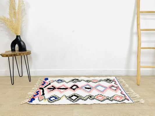 Moroccan Berber rug 2x3ft, Handwoven Cotton Rug