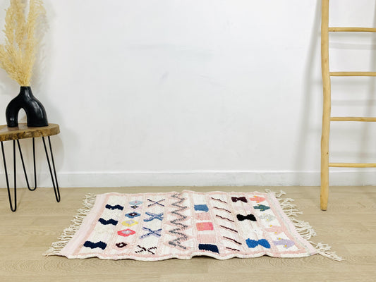 Moroccan Berber rug 2x3ft, Handwoven Cotton Rug