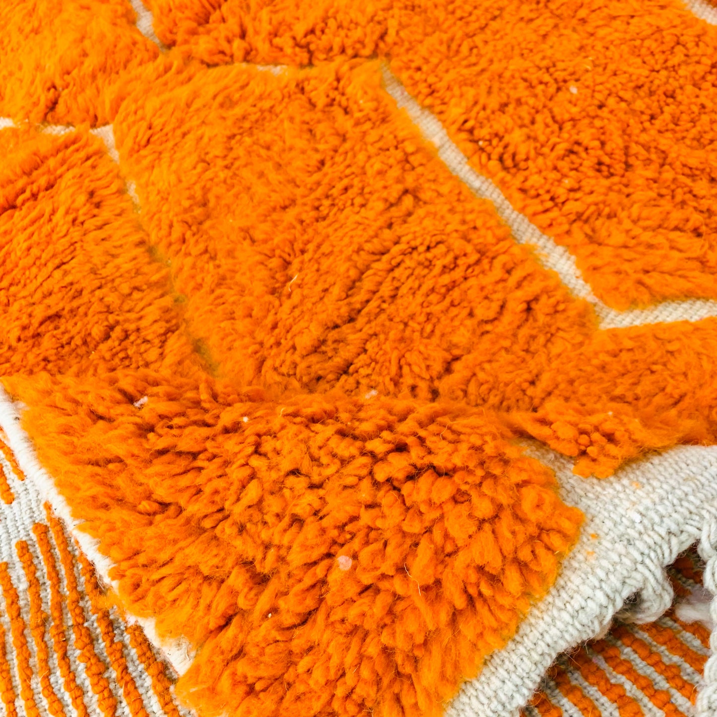 Vibrant Orange Hand-Tufted Moroccan Shag Rug