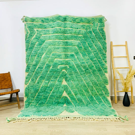 Green Handtufted Moroccan Shag Rug