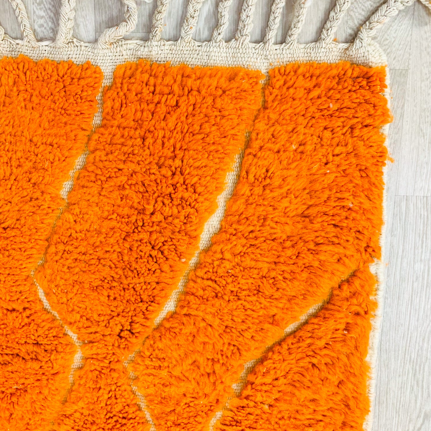 Vibrant Orange Hand-Tufted Moroccan Shag Rug