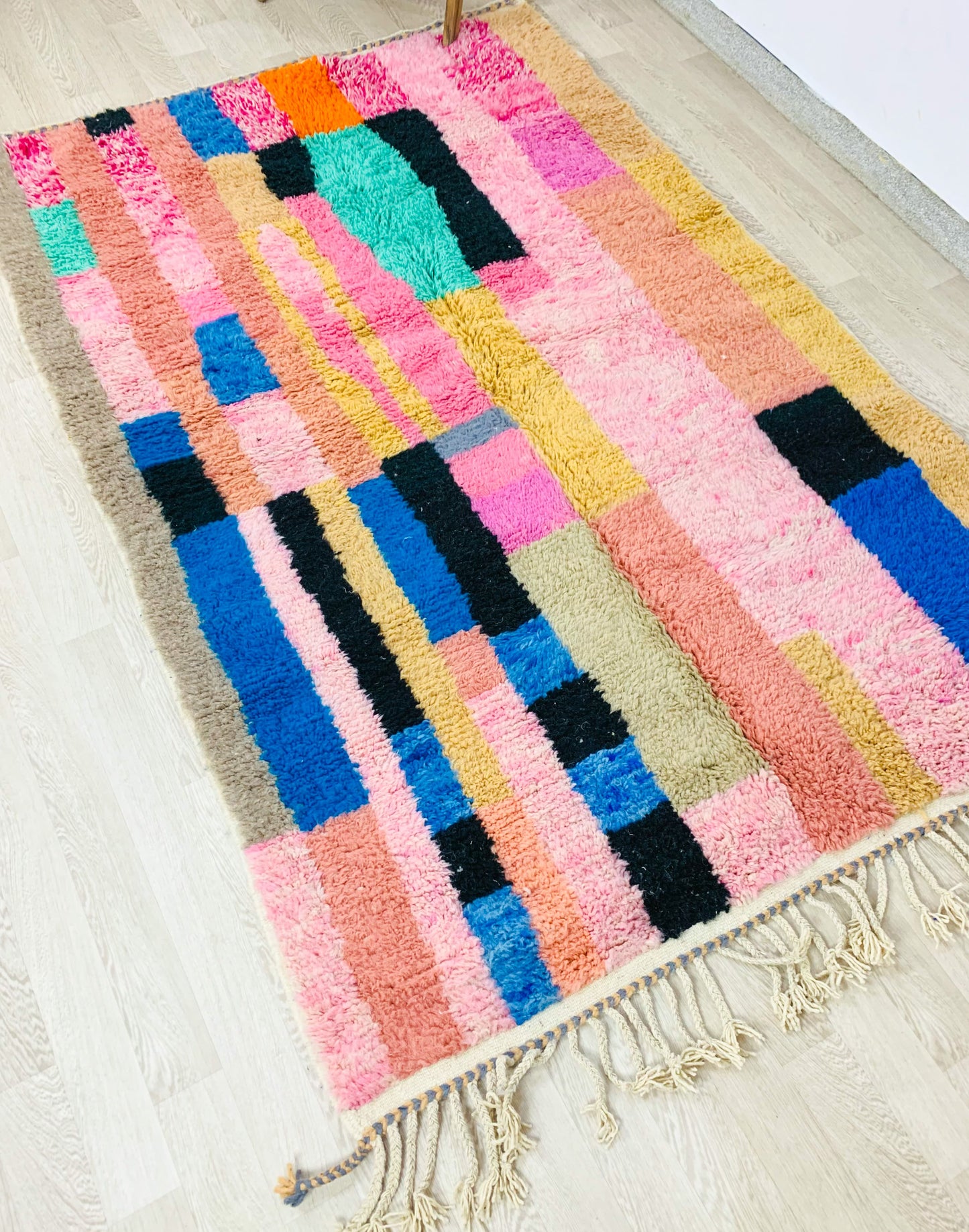 Vibrant Moroccan Shag Rug, Colorful Wool Abstract Design