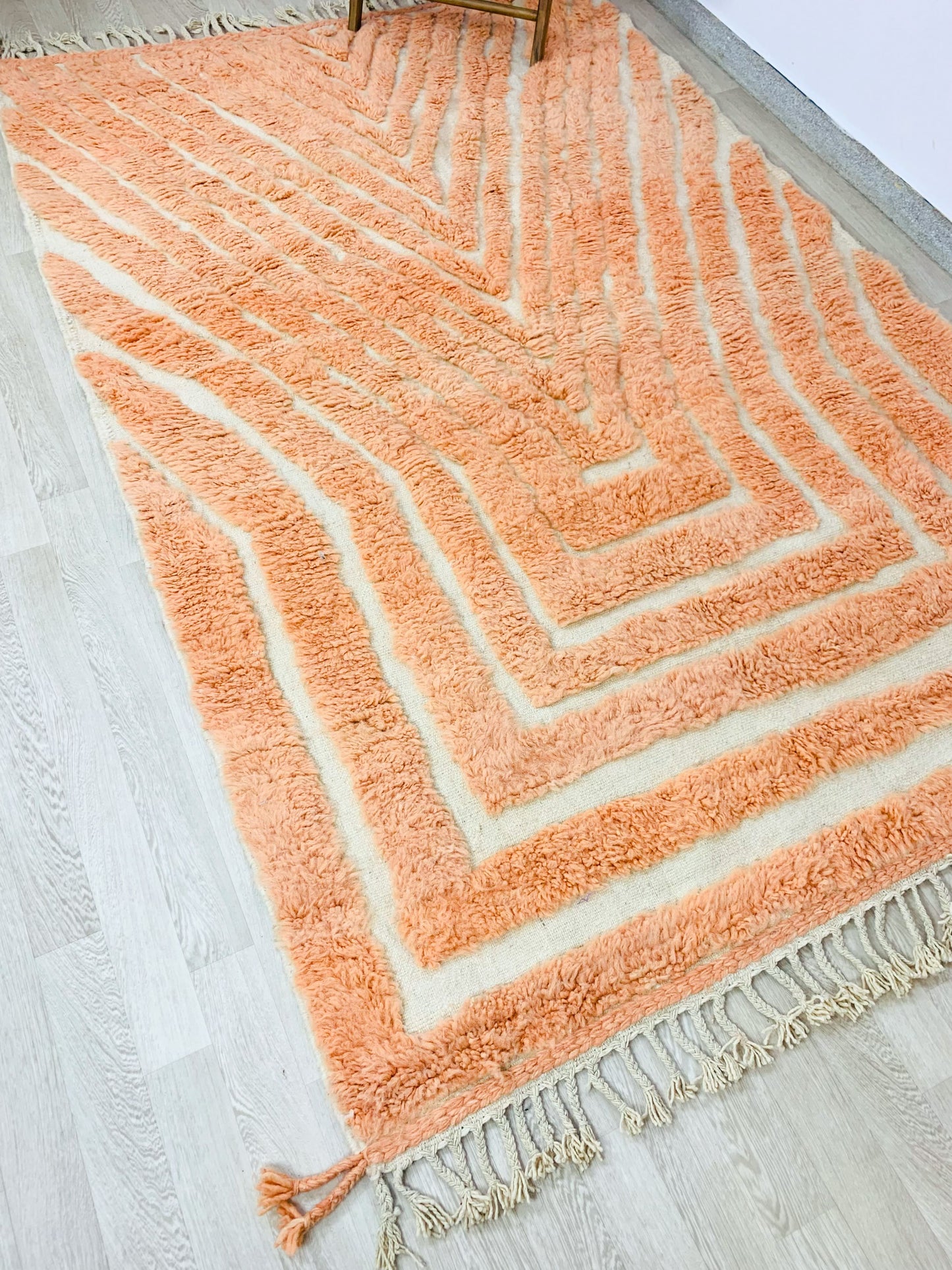 Moroccan Shag Rug, Hand-Tufted Peach Design