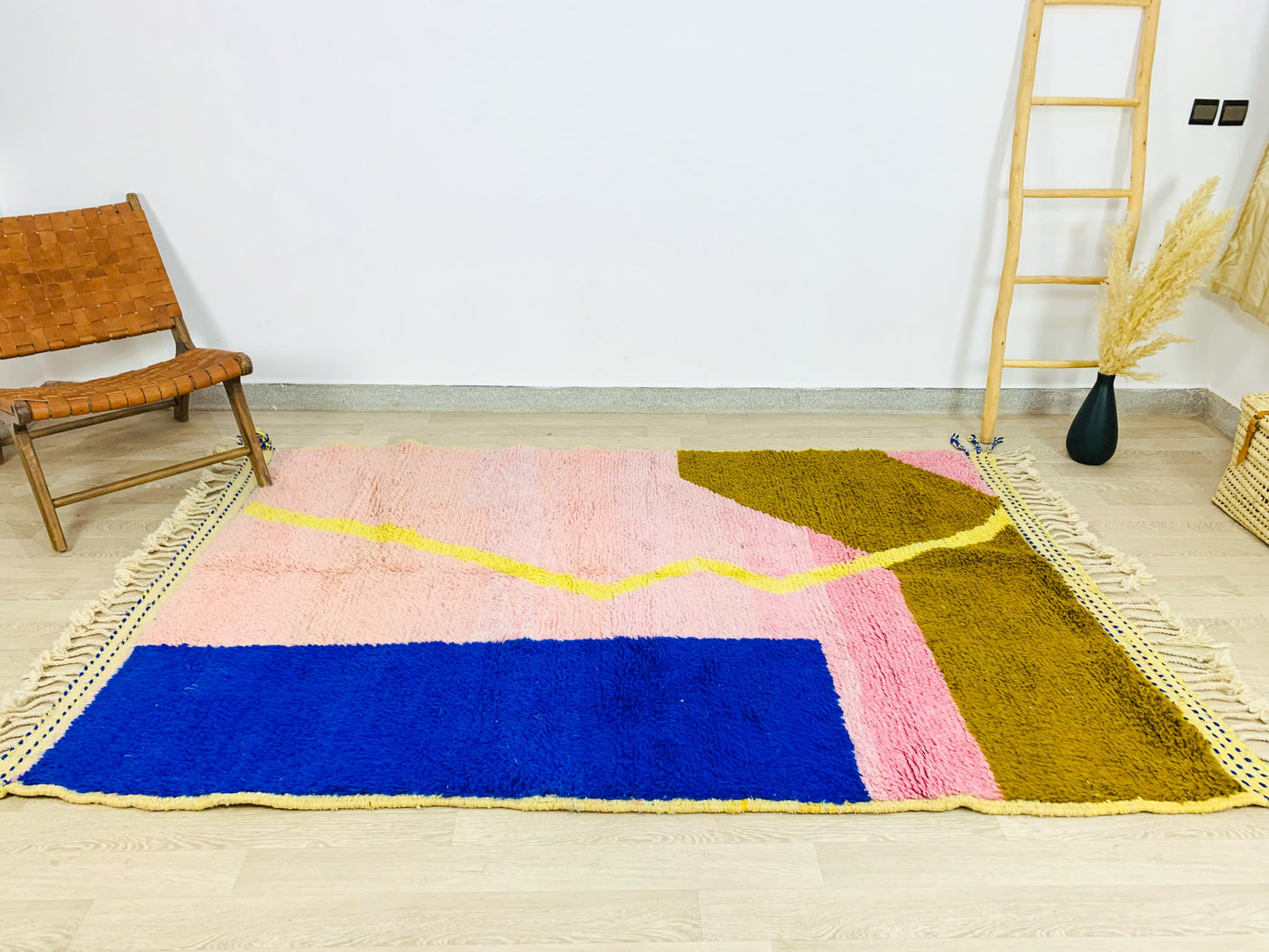 Pink Moroccan Shag Rug, Unique Abstract Patterns