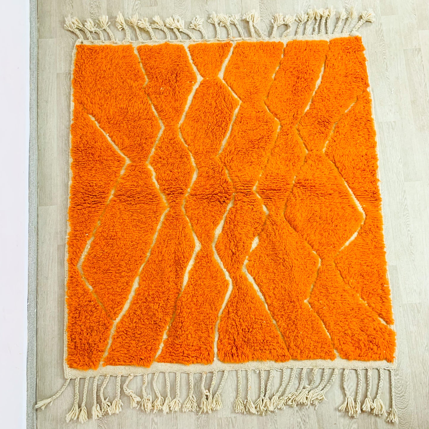 Vibrant Orange Hand-Tufted Moroccan Shag Rug