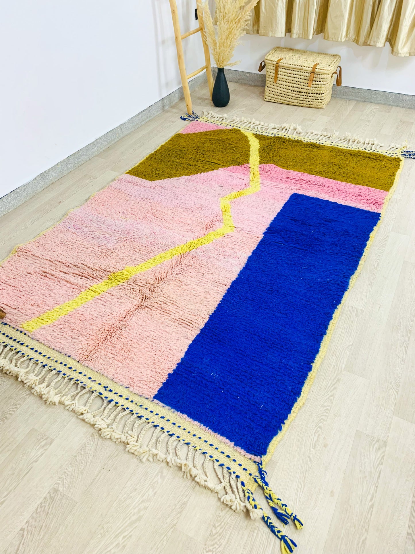 Pink Moroccan Shag Rug, Unique Abstract Patterns