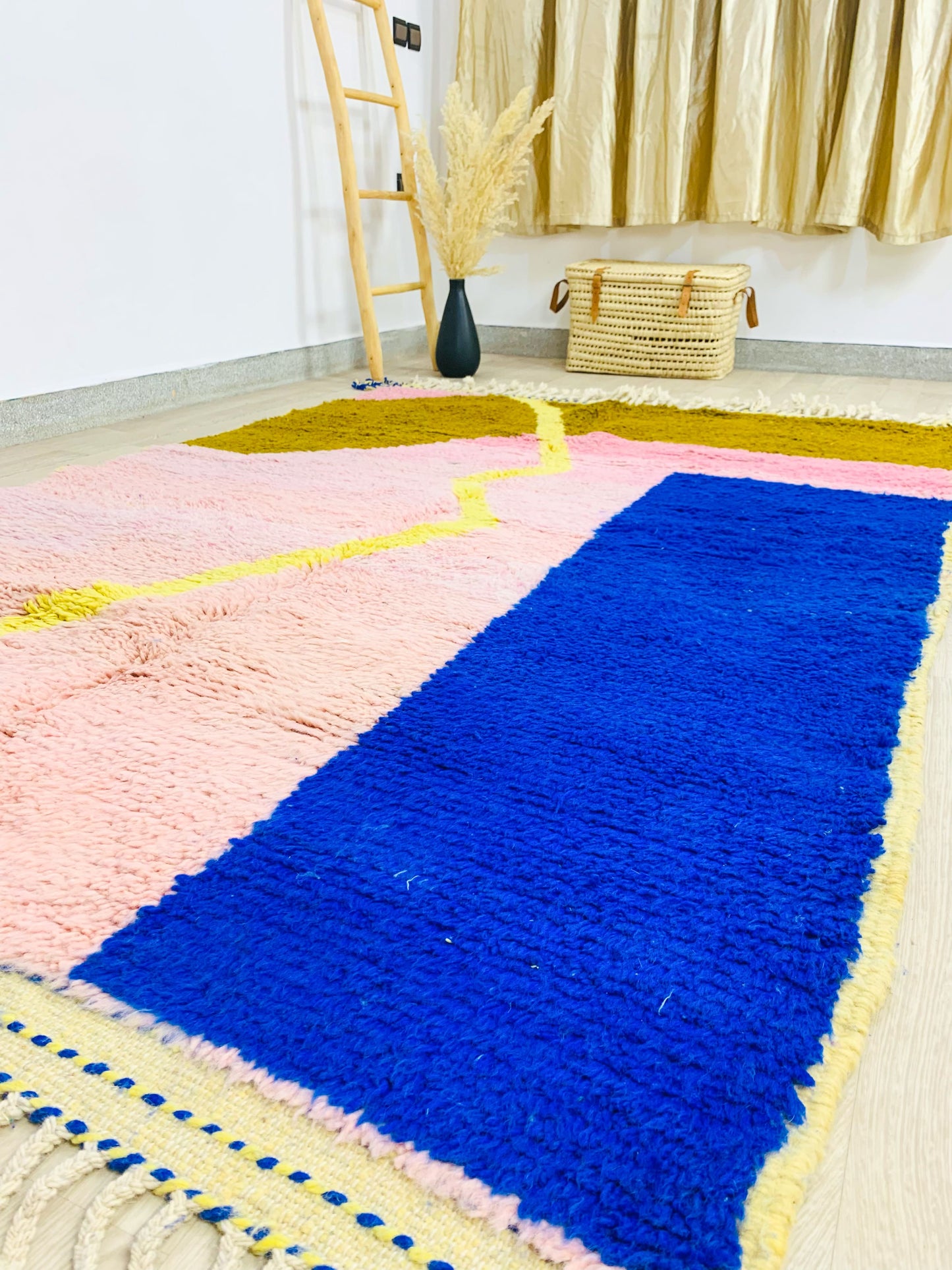 Pink Moroccan Shag Rug, Unique Abstract Patterns