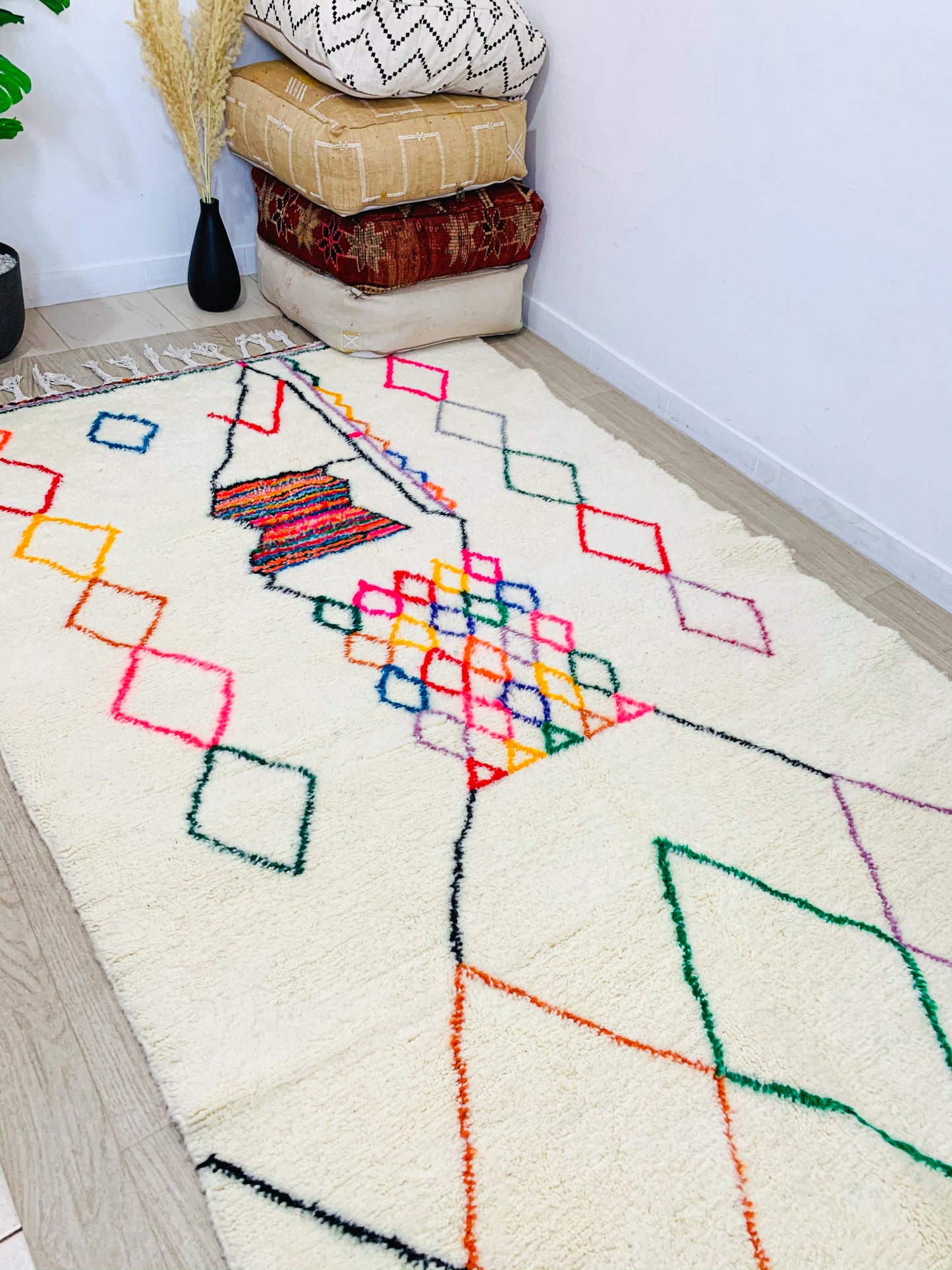 Colorful Beni Ouarain Moroccan Rug