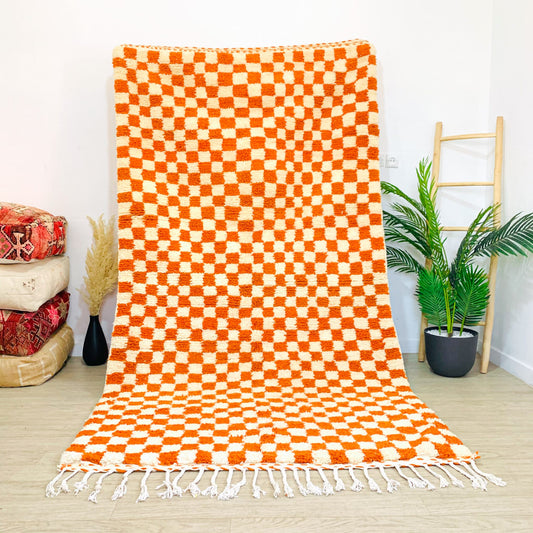 ORANGE-RED-MOROCCAN-CHECKERED-RUG