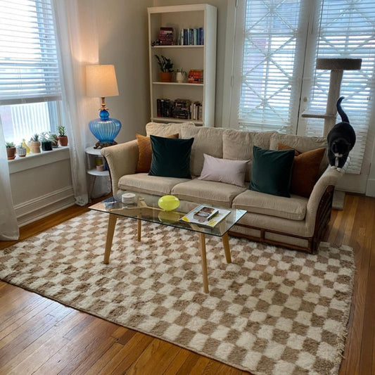 Pale-Brown-Checkered-Moroccan-rug