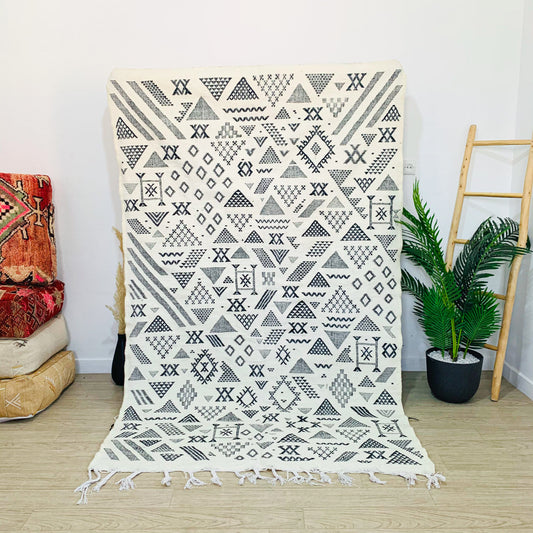 Black and White Kilim Flateweave Rug