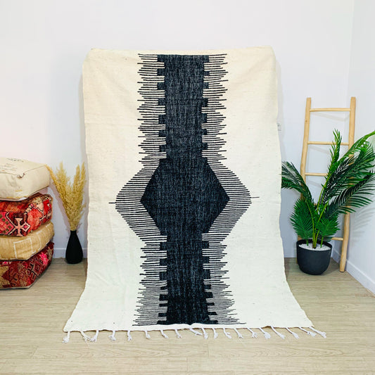 Black and White Kilim Flateweave Rug