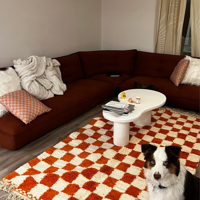 orange-red-moroccan-checkered-rug-living-room-with-dog